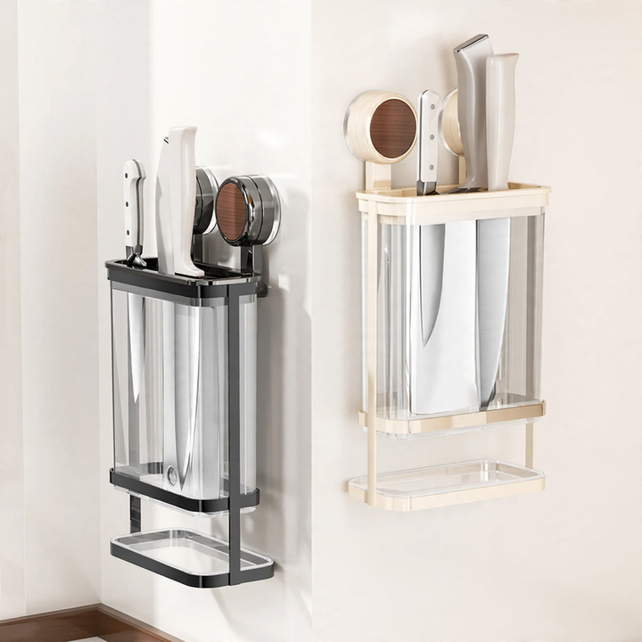 Wall-mounted knife holder with suction cup