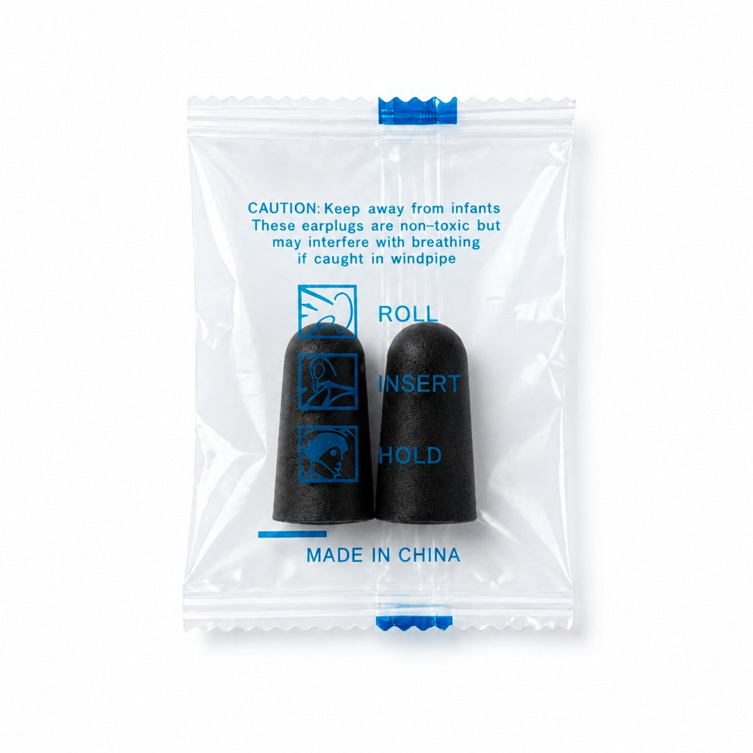 Foam ear plugs, spherical shape, 25×12 mm