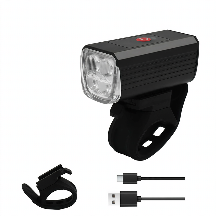 Bicycle front light, USB-C, rechargeable, waterproof