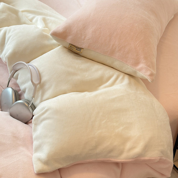 Milk fiber bedding set, winter, double-layered