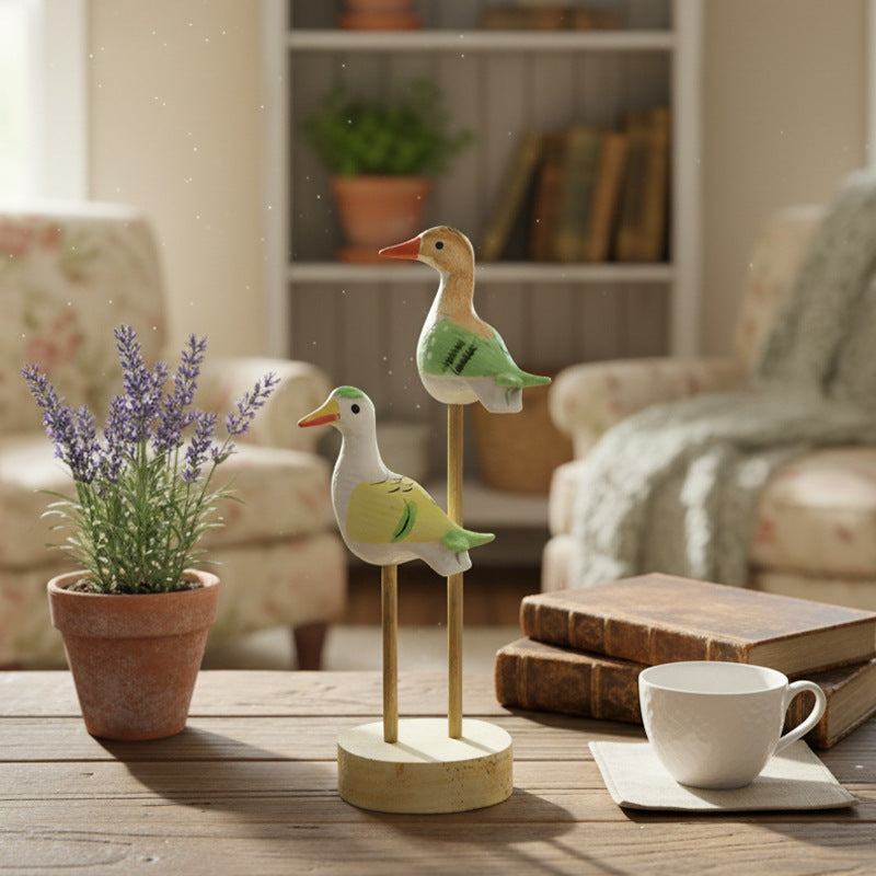 Wood Bird Decorative Figure, Table Decoration in the Neoclassical Style