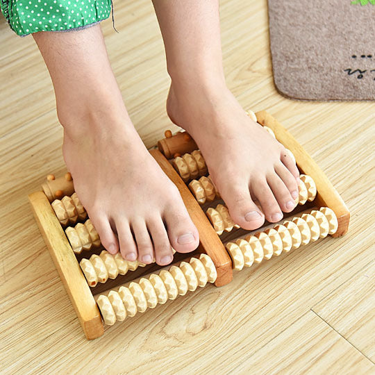 ALPENHAUCH - Foot massage roller made of real wood with acupressure mat
