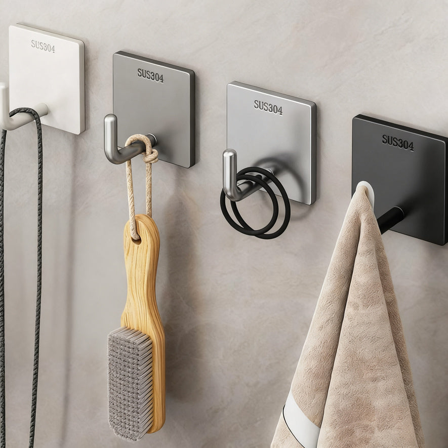 Stainless steel adhesive hooks with strong hold