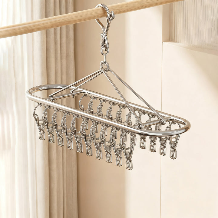 Stainless steel drying rack with 10, 20 or 30 clips