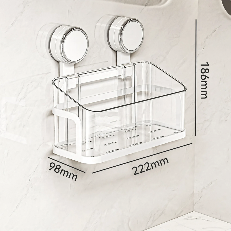 Wall-mounted cosmetic shelf with suction cup, model YM.7052