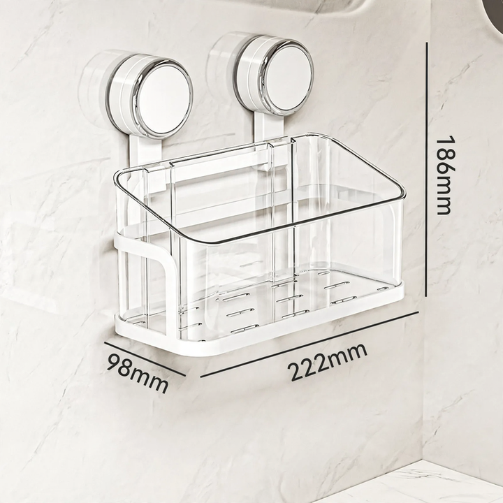 Wall-mounted cosmetic shelf with suction cup, model YM.7052