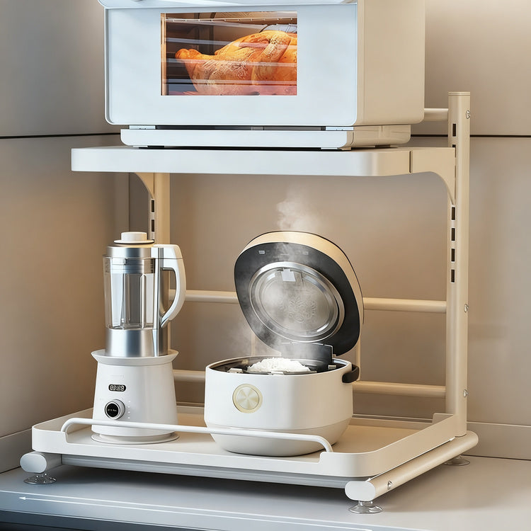 Microwave and kitchen appliance shelf, multi-tiered