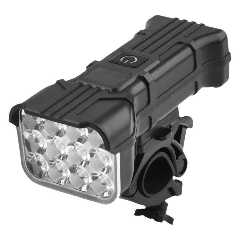 USB bicycle light with 12 LEDs and horn