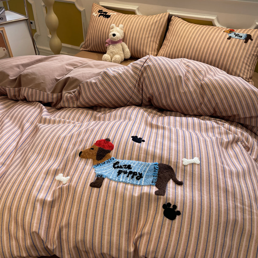 Cartoon bedding set made of cotton, 3-4 pieces