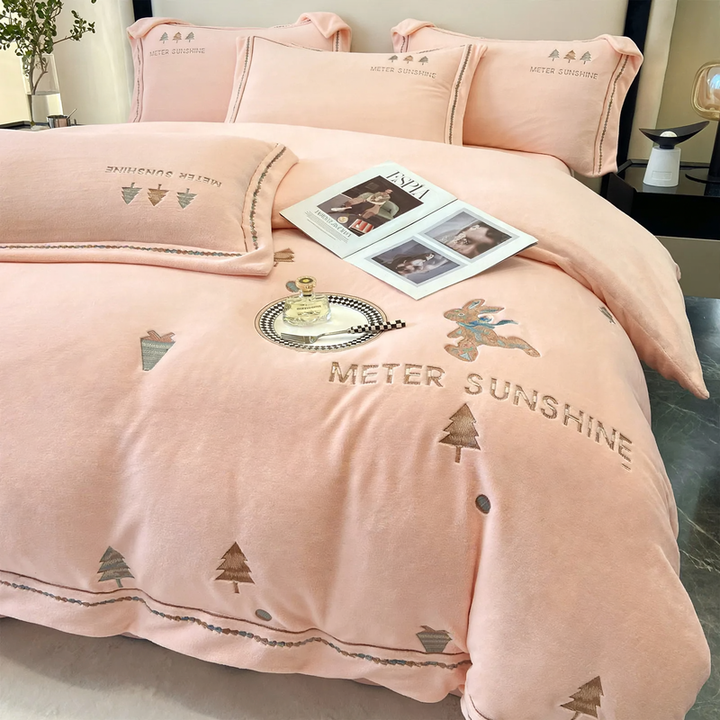 Winter bedding set made of milk fiber, 4-piece