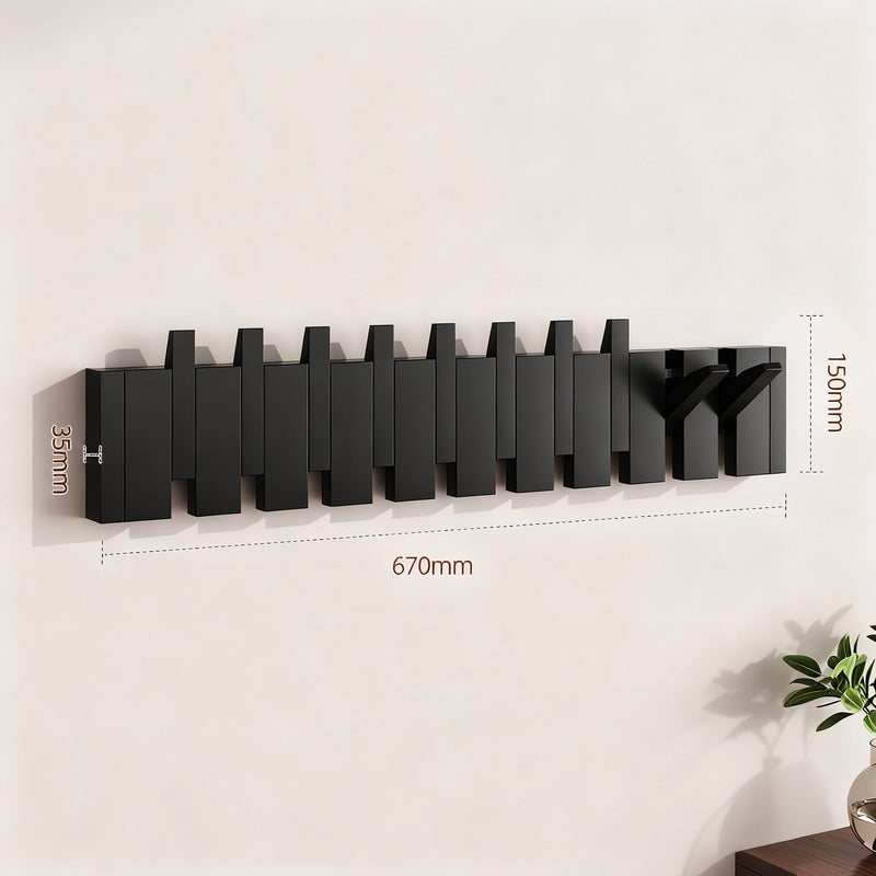 Wood wall coat rack made of beech, 3–12 hooks