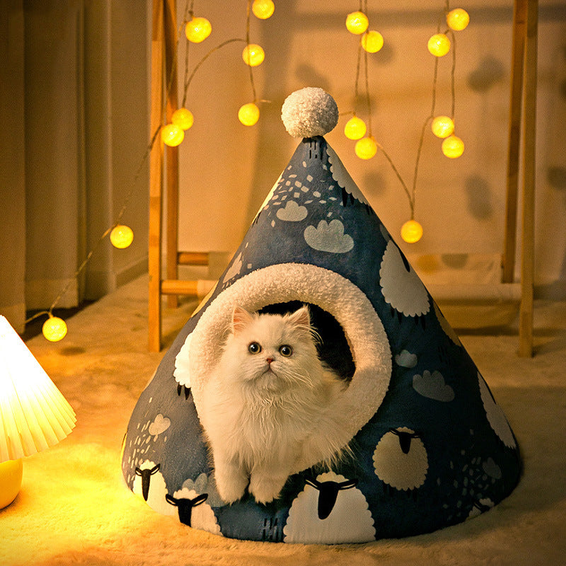 Enclosed house tent for cats and small dogs