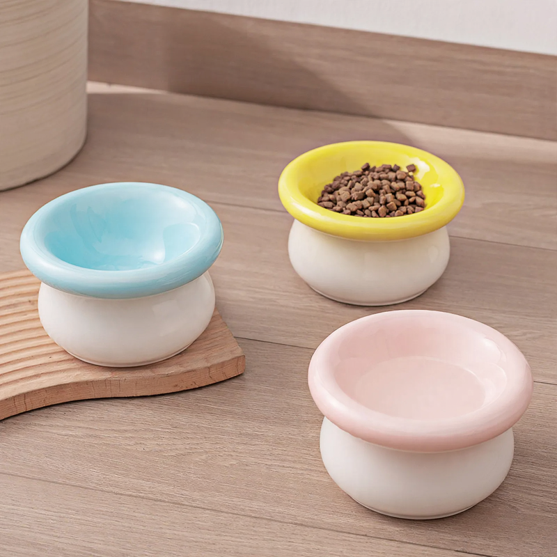 High-foot ceramic bowl for dogs and cats