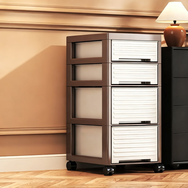 Plastic storage cabinet, multi-layer, with wheels