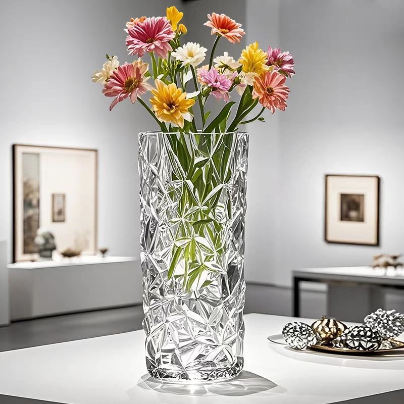 Glass cylinder flower vase, 18.5–28.5 cm, modern