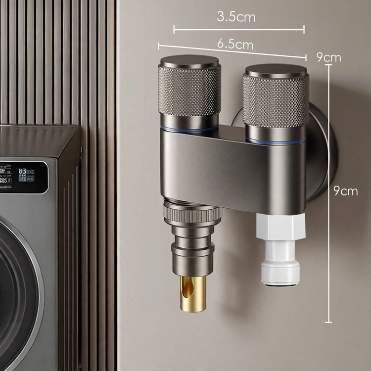 Two-way corner valve for washing machine, stainless steel