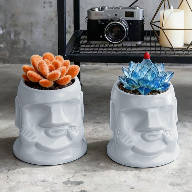 Moai flower pot for succulents