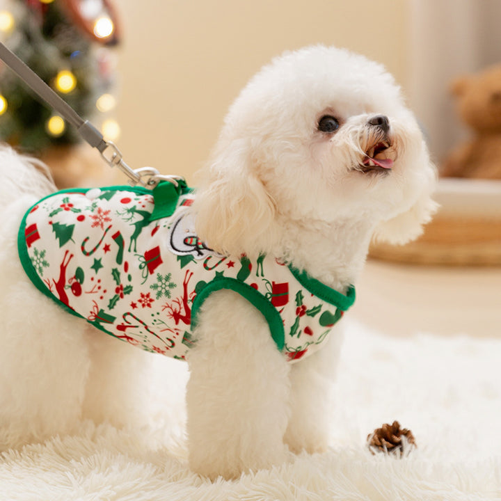 Warm vest for small dogs with snowman design