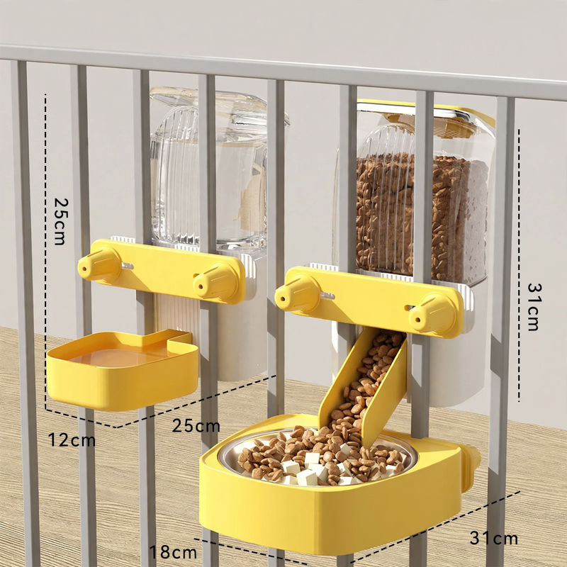 Hanging feeder and water bowl for pets