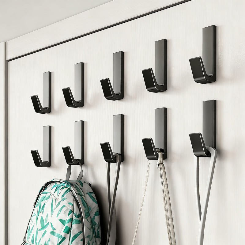 Aluminum wall hooks with adhesive surface