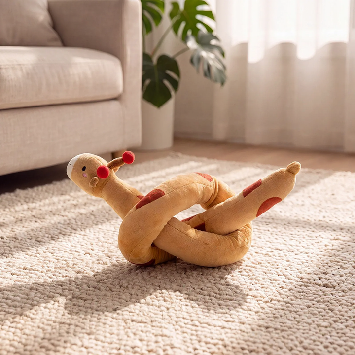 Plush dog toy with rope construction and squeaker