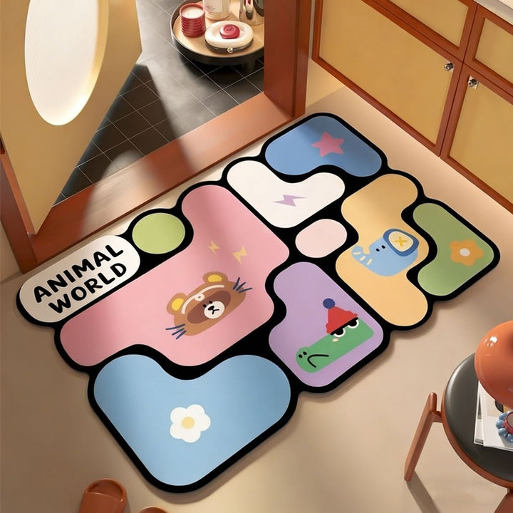 Cartoon doormat made of polyester, washable