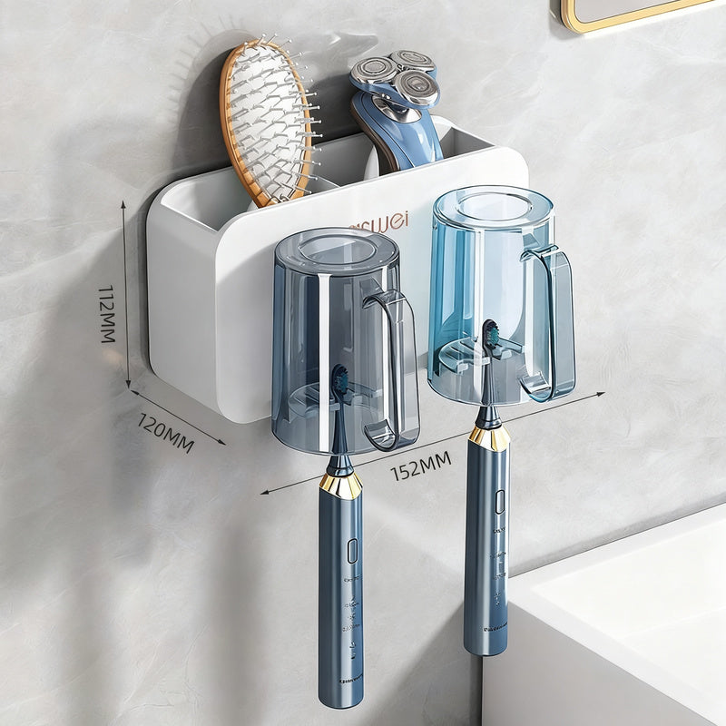 Toothbrush wall holder with toothpaste dispenser