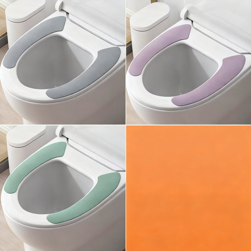 Plush toilet seat cover, self-adhesive