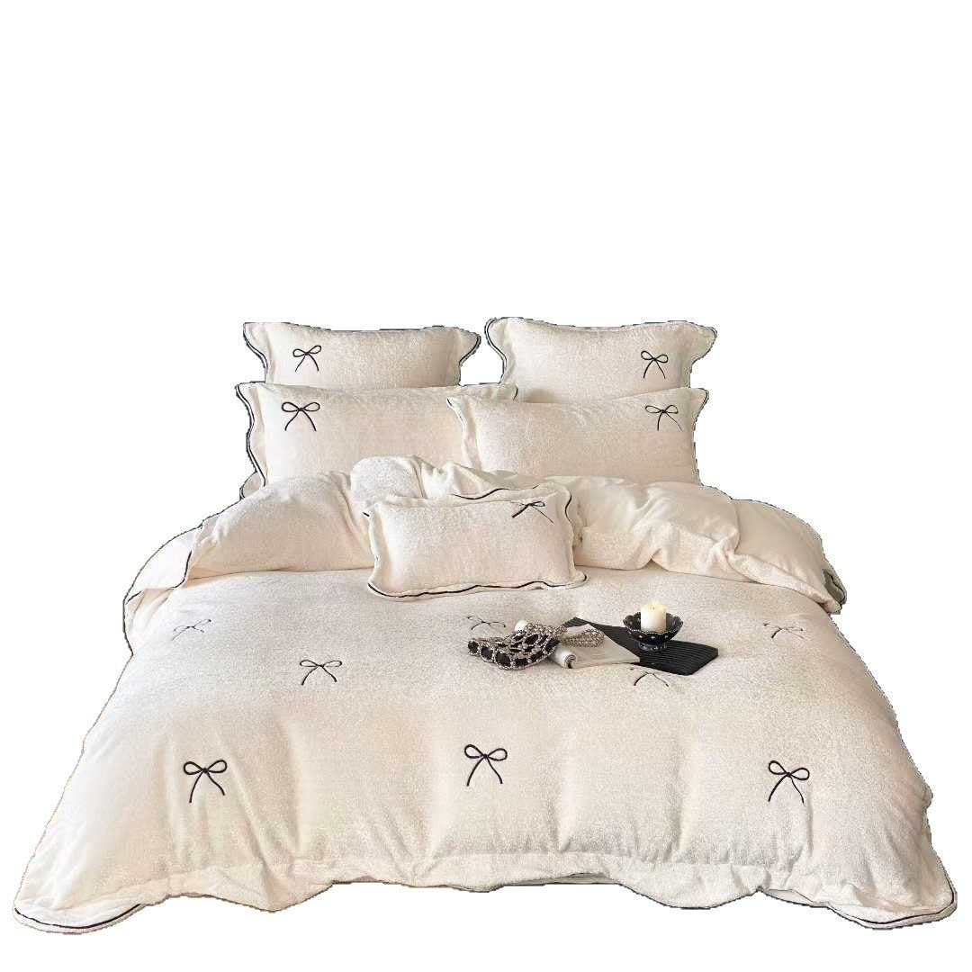 Bedding set made of milk fiber, embroidered, 4-piece