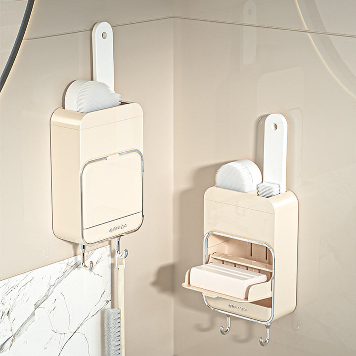 Soap box, wall mounted, with drain