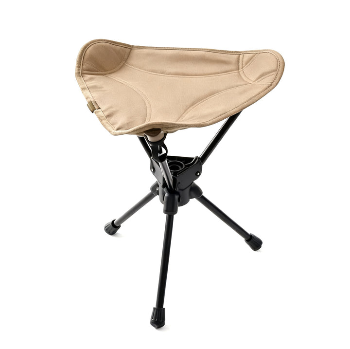 Foldable camping stool, triangular, steel frame