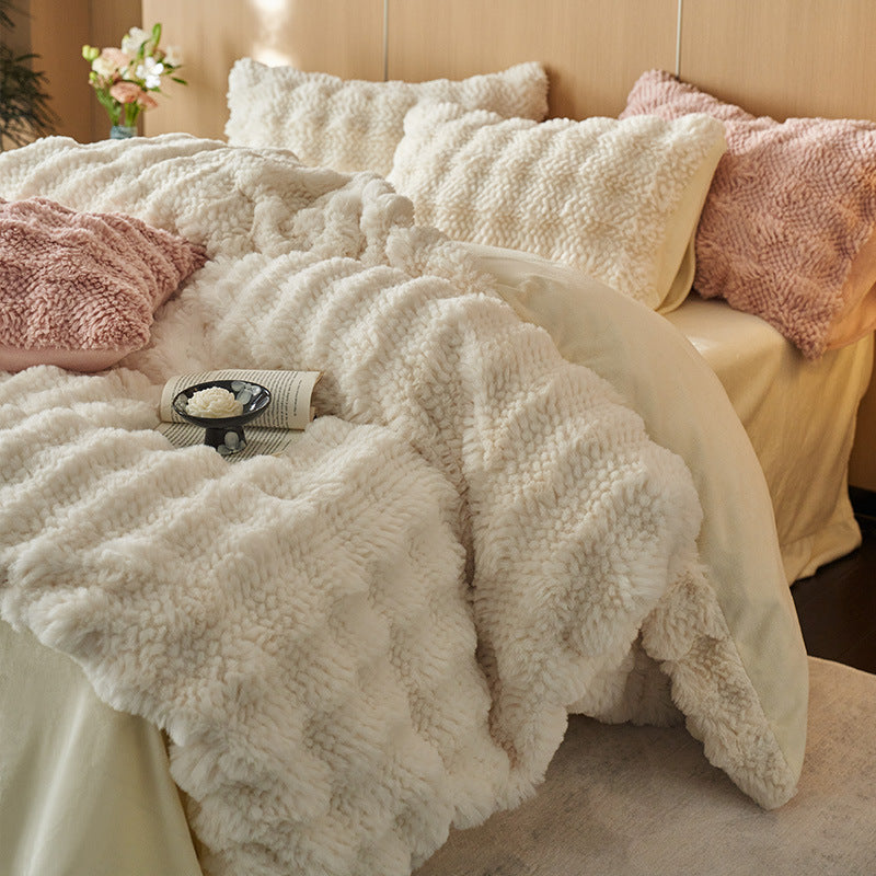 High-quality bedding set made of rabbit fur fleece