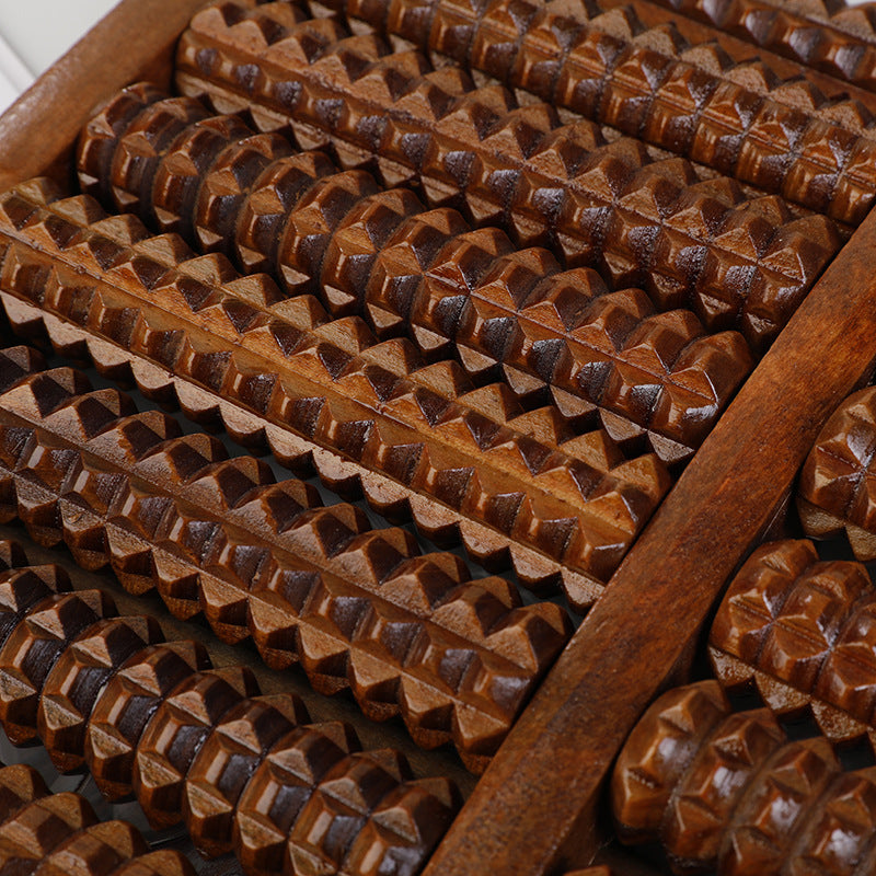 ALPENHAUCH - Foot massage roller made of real wood with acupressure mat