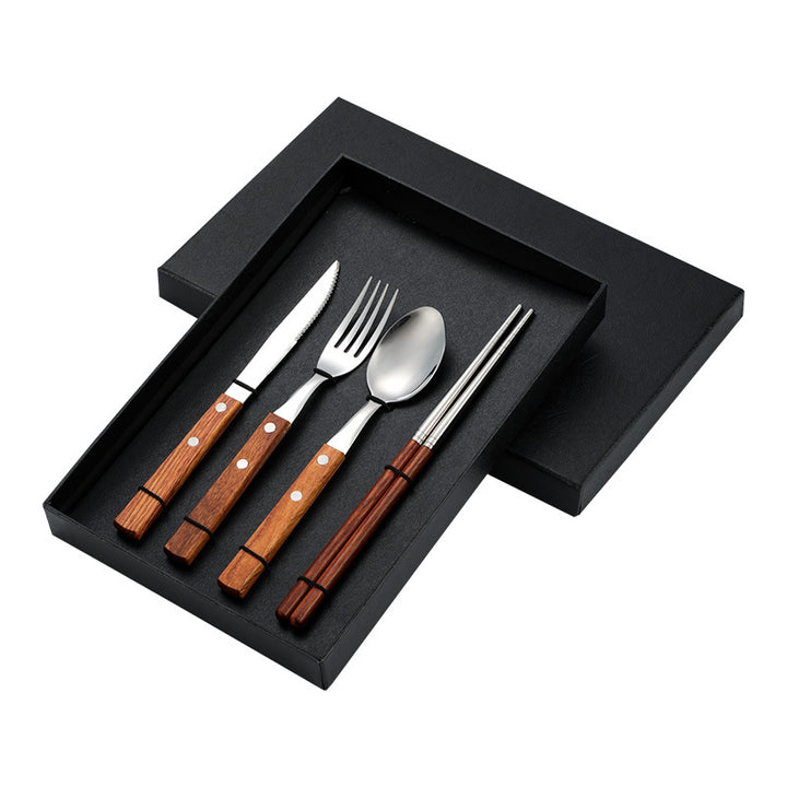 Cutlery set 12-piece, stainless steel with wooden handle