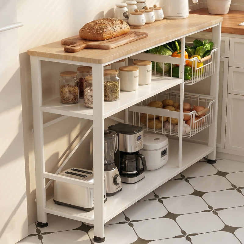Kitchen work table with storage, narrow design