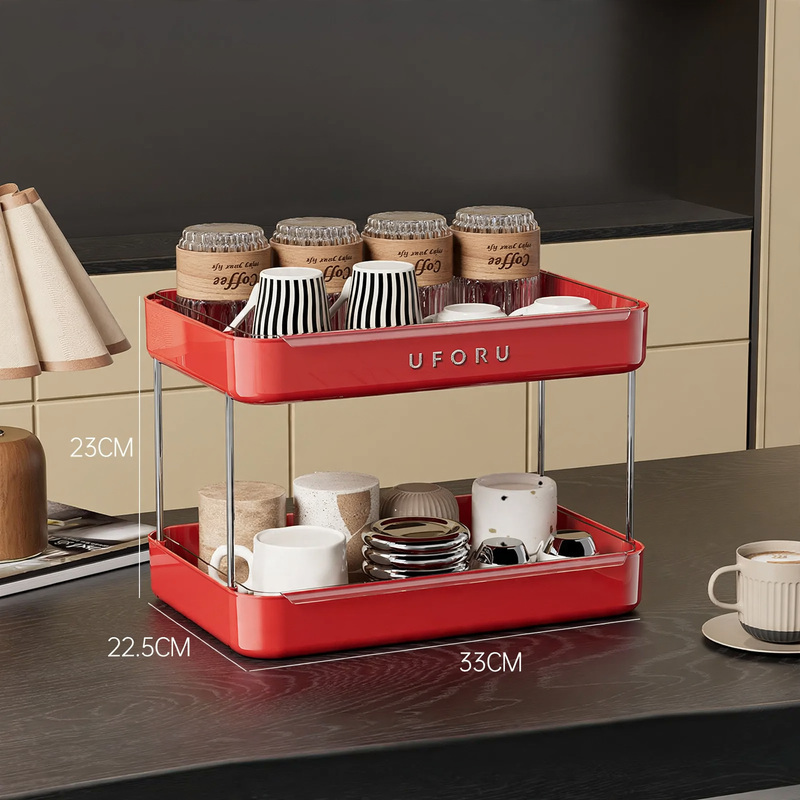 Table top for cups with drip tray, multilayer