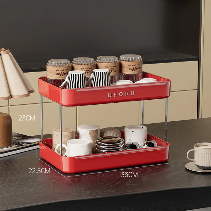 Table top for cups with drip tray, multilayer