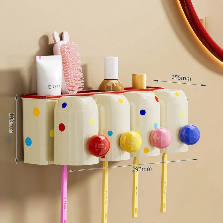 Toothbrush holder, wall mounted, no drilling