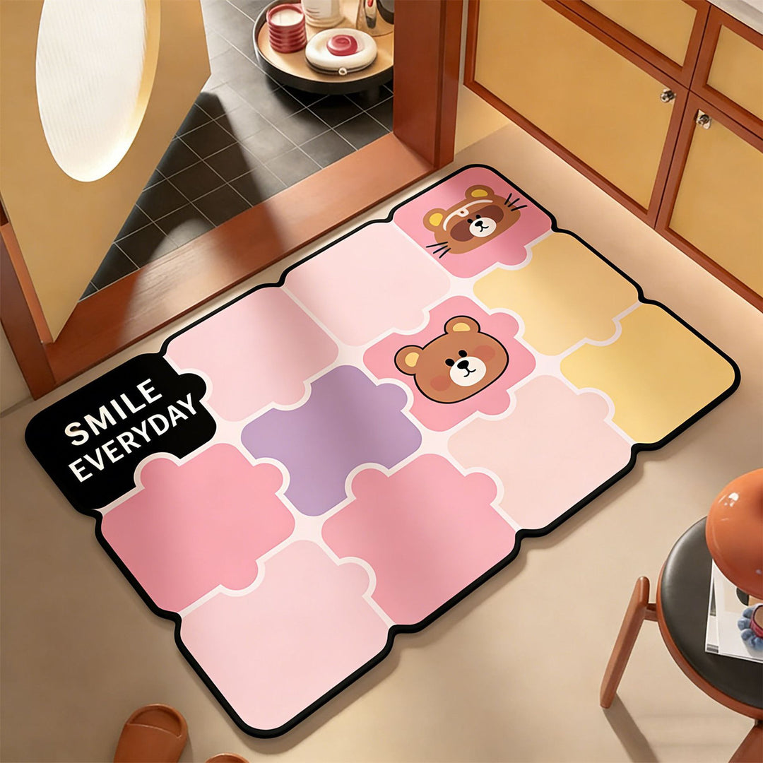 Cartoon doormat made of polyester, washable