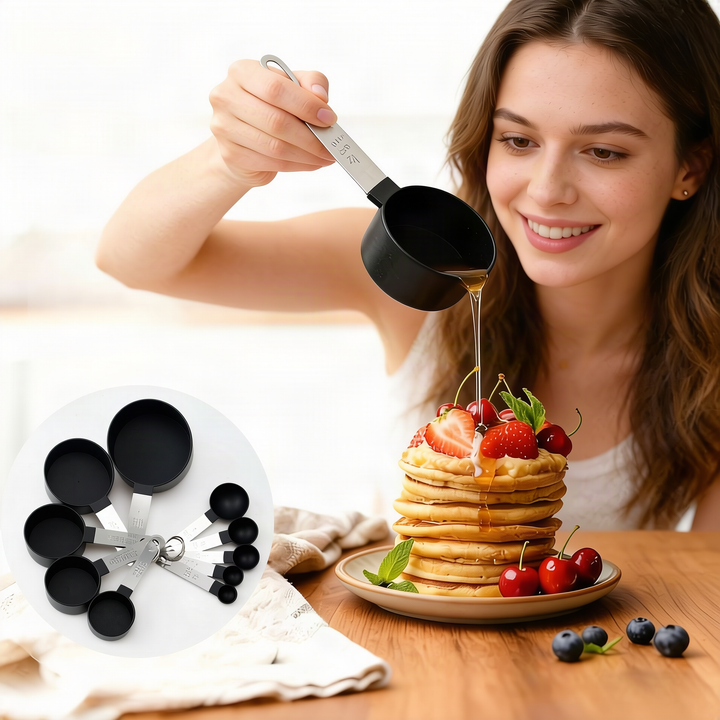 Stainless steel measuring spoon and cup set, 6-piece