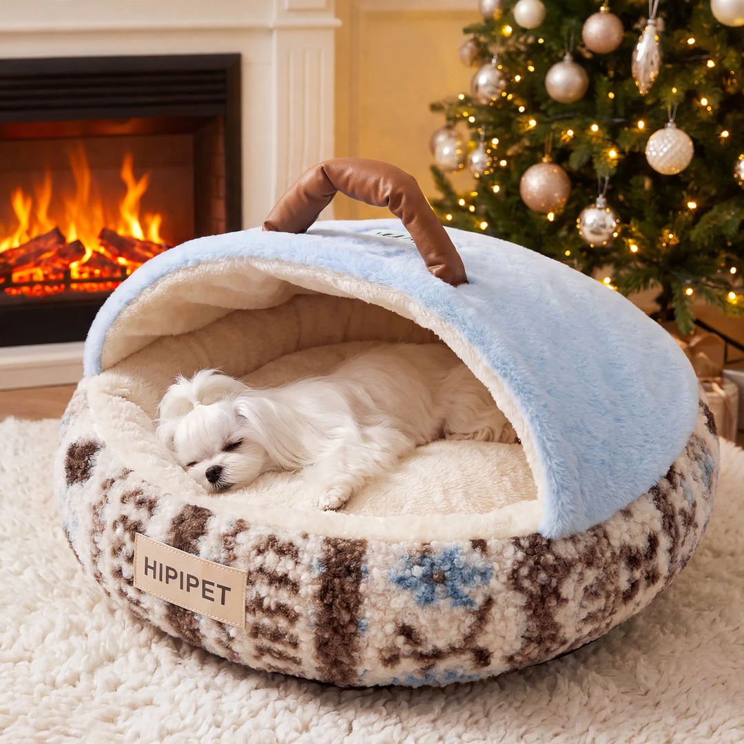 Half-open pet bed with heat filling for autumn and winter