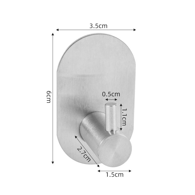 Stainless steel hook with suction cup or adhesive surface