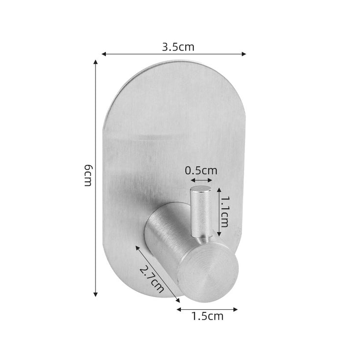 Stainless steel hook with suction cup or adhesive surface