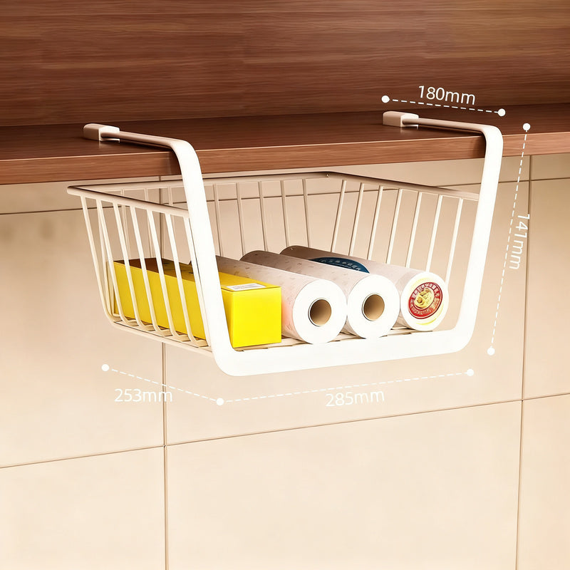 Retractable hanging basket for kitchen cabinets