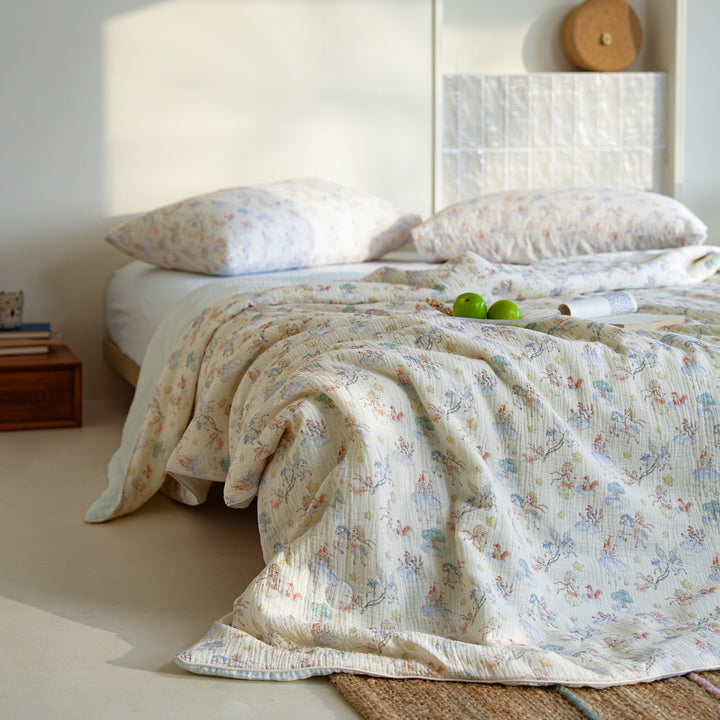 Cotton summer blanket with soy fiber, four pieces