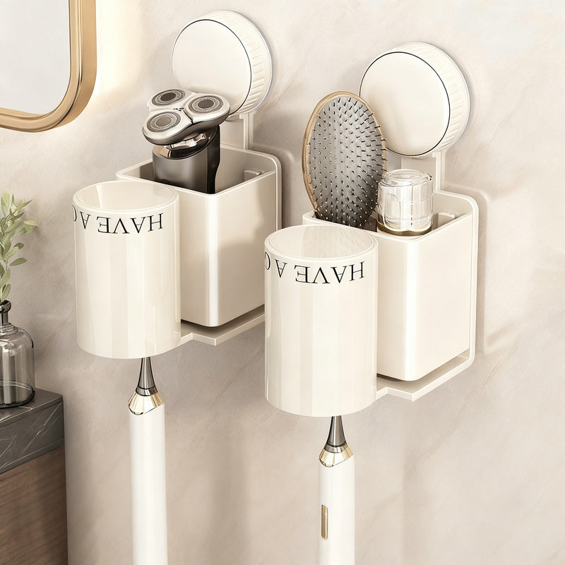 Toothbrush holder with suction cup, metal, wall mountable