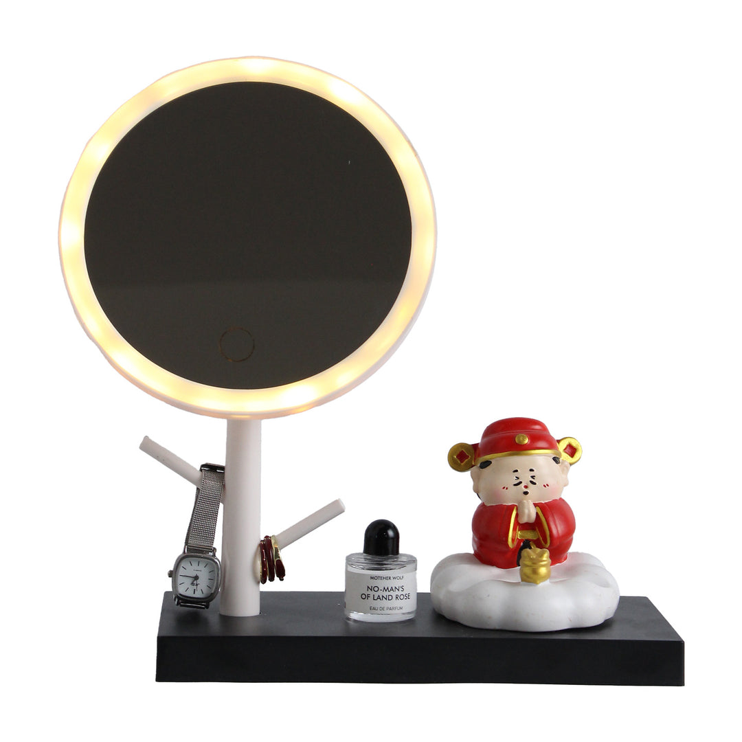 Makeup mirror with LED lighting and phone holder