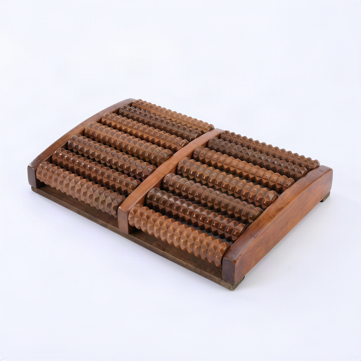 ALPENHAUCH - Foot massage roller made of real wood with acupressure mat