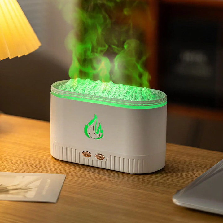 Ultrasonic humidifier with wood fire design