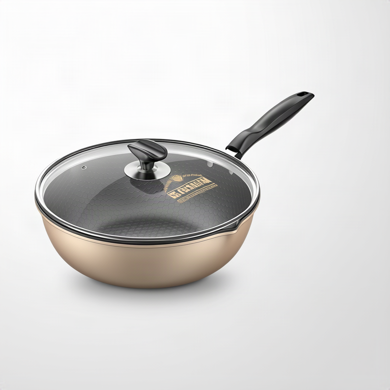 Non-stick frying pan with honeycomb pattern